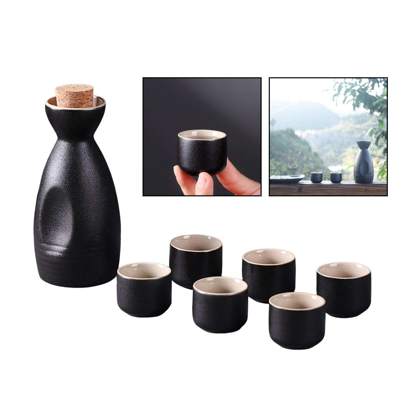 Description Picture 6 of itemVintage Ceramic Sake Pot Cups Set Traditional Durable Crafts Gift Groove Design Creative for Cupboard Cabinet Drawer Home