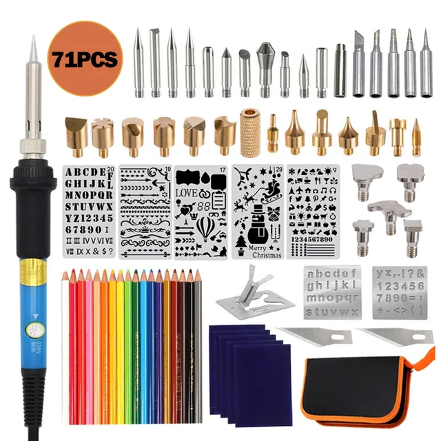 Wood Burning Tool Kit 96PCS Professional Pyrography Pen Soldering Iron Set  Adjustable Temperature from 200-450℃ - AliExpress