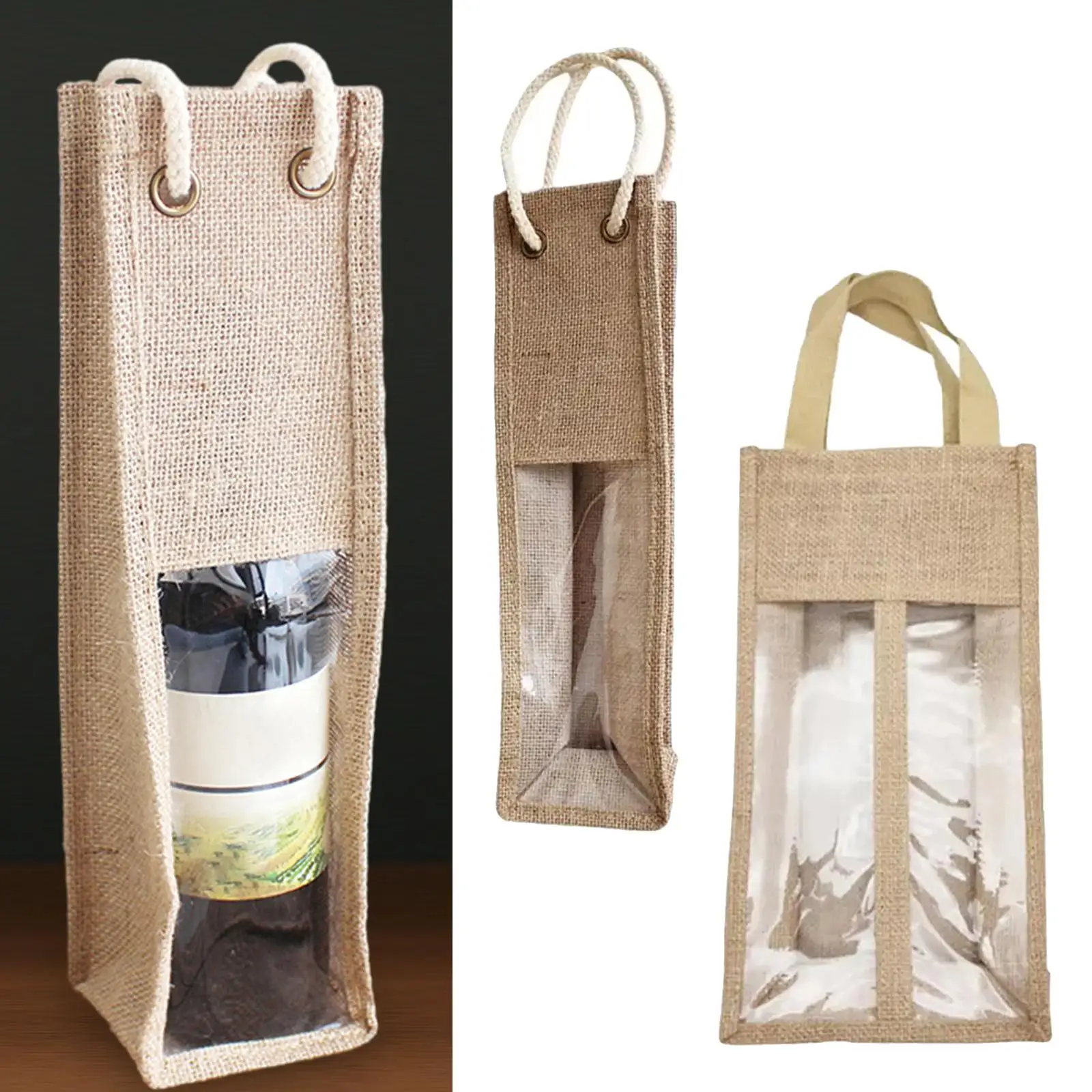 Wine Bottle Covers Handbag with Window and Handle Wine Carrier Wine Bottle Bag for Holiday Birthday Winter Wedding Table Dinner