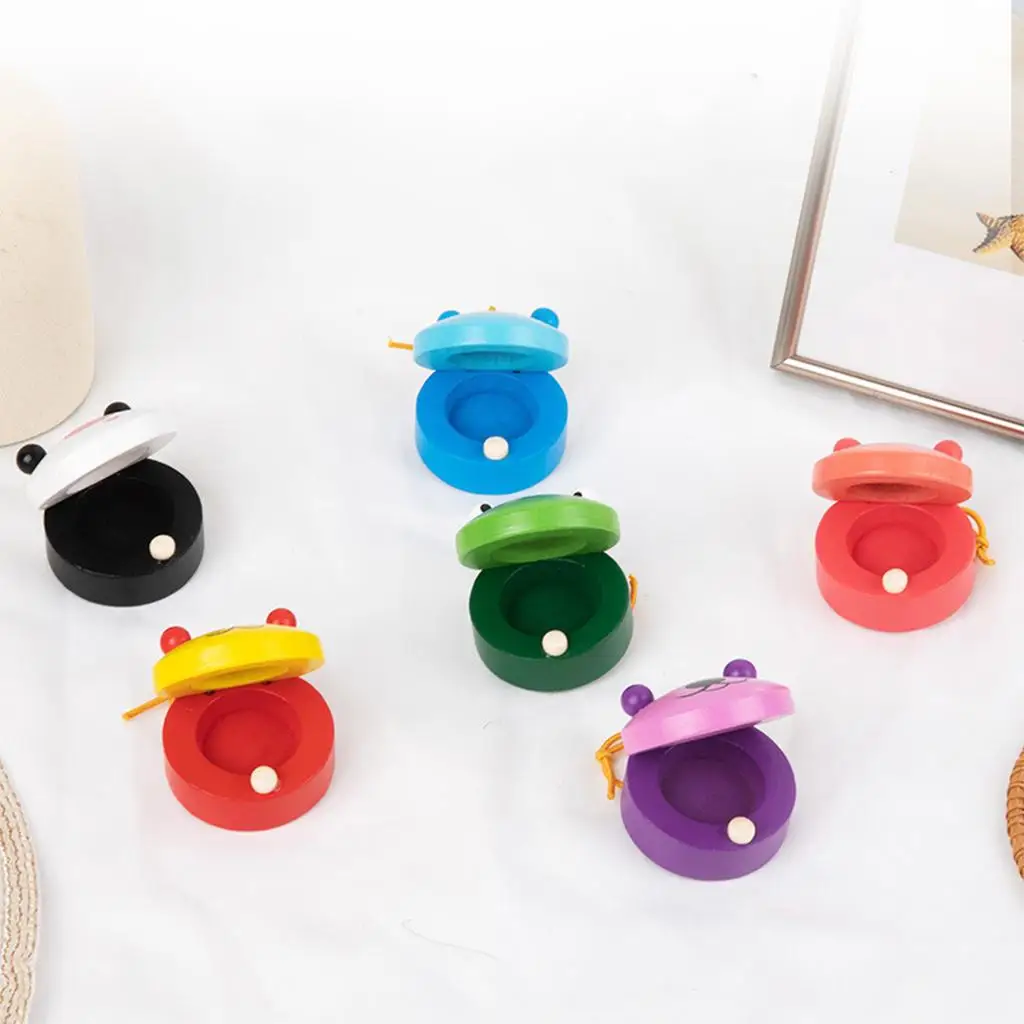6Pcs Animal Finger Castanets Percussion Preschool Early Education Wooden for