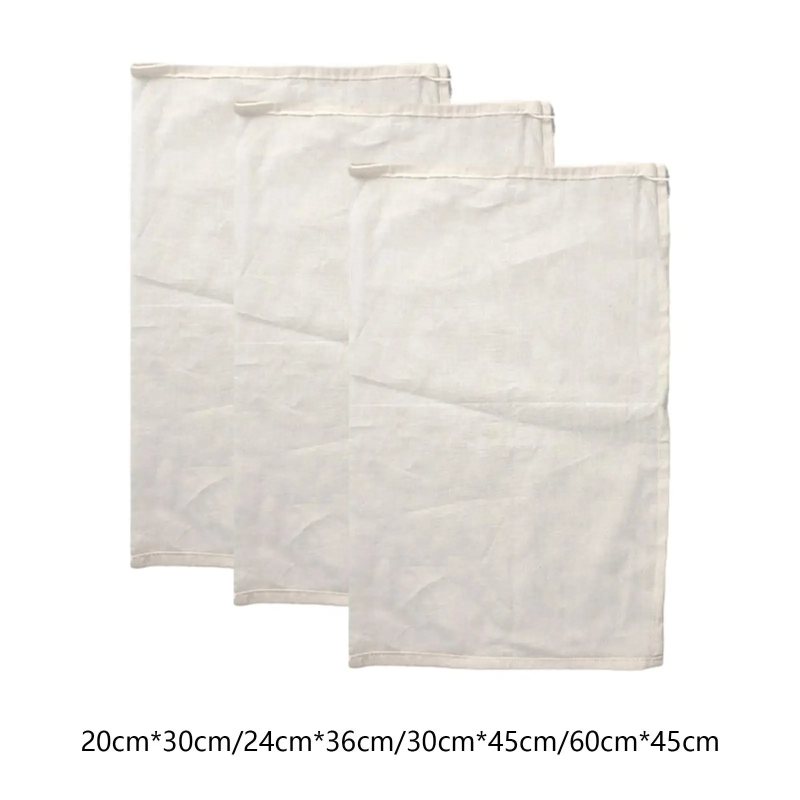 3x Muslin Drawstring Bags Reusable Fine Mesh Straining Multipurpose Food Strainer Bags for Tea Vegetables Fruits Bone Coffee