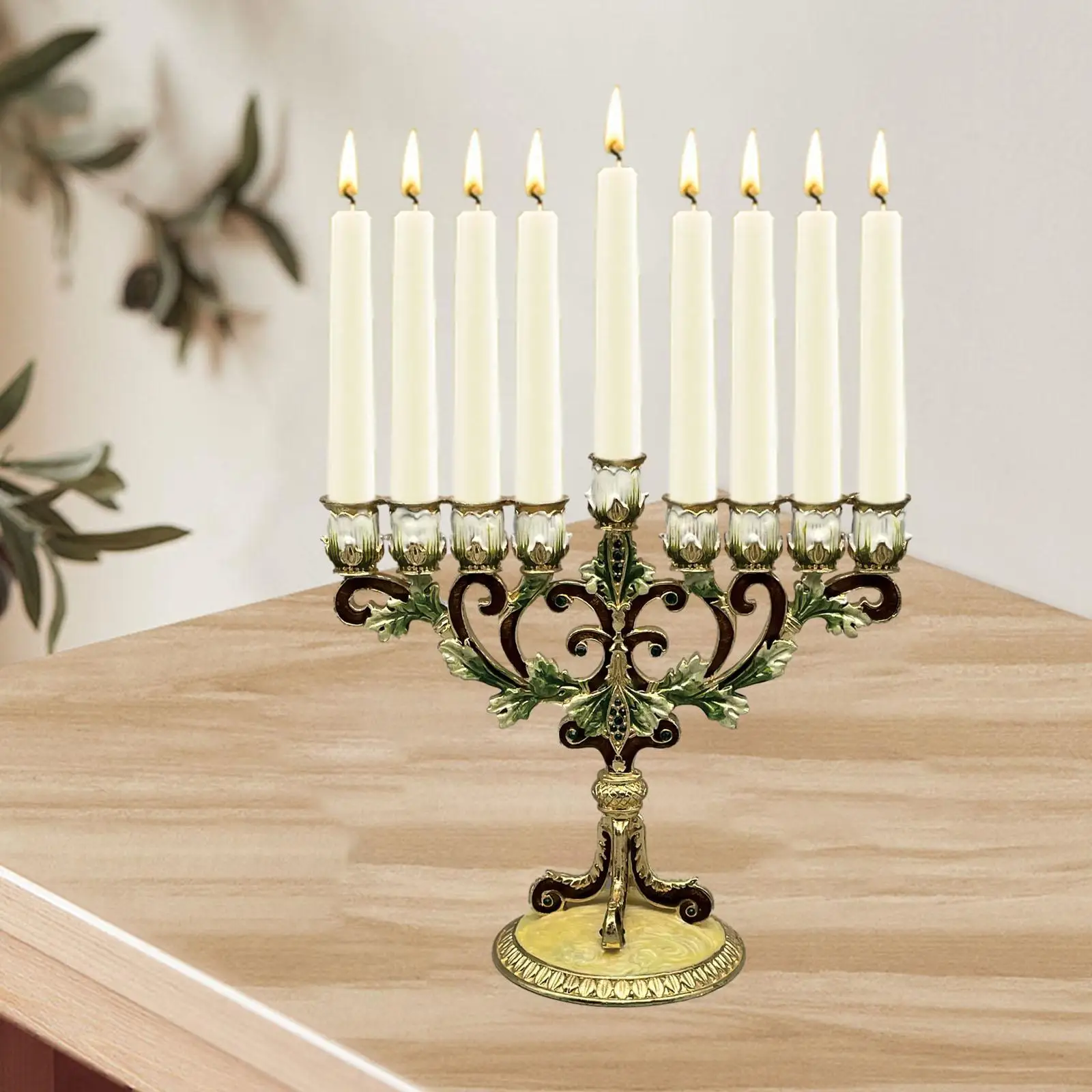 Hanukkah Menorah 9 Branch Candle Holder Candelabra Candlestick for Dining Room