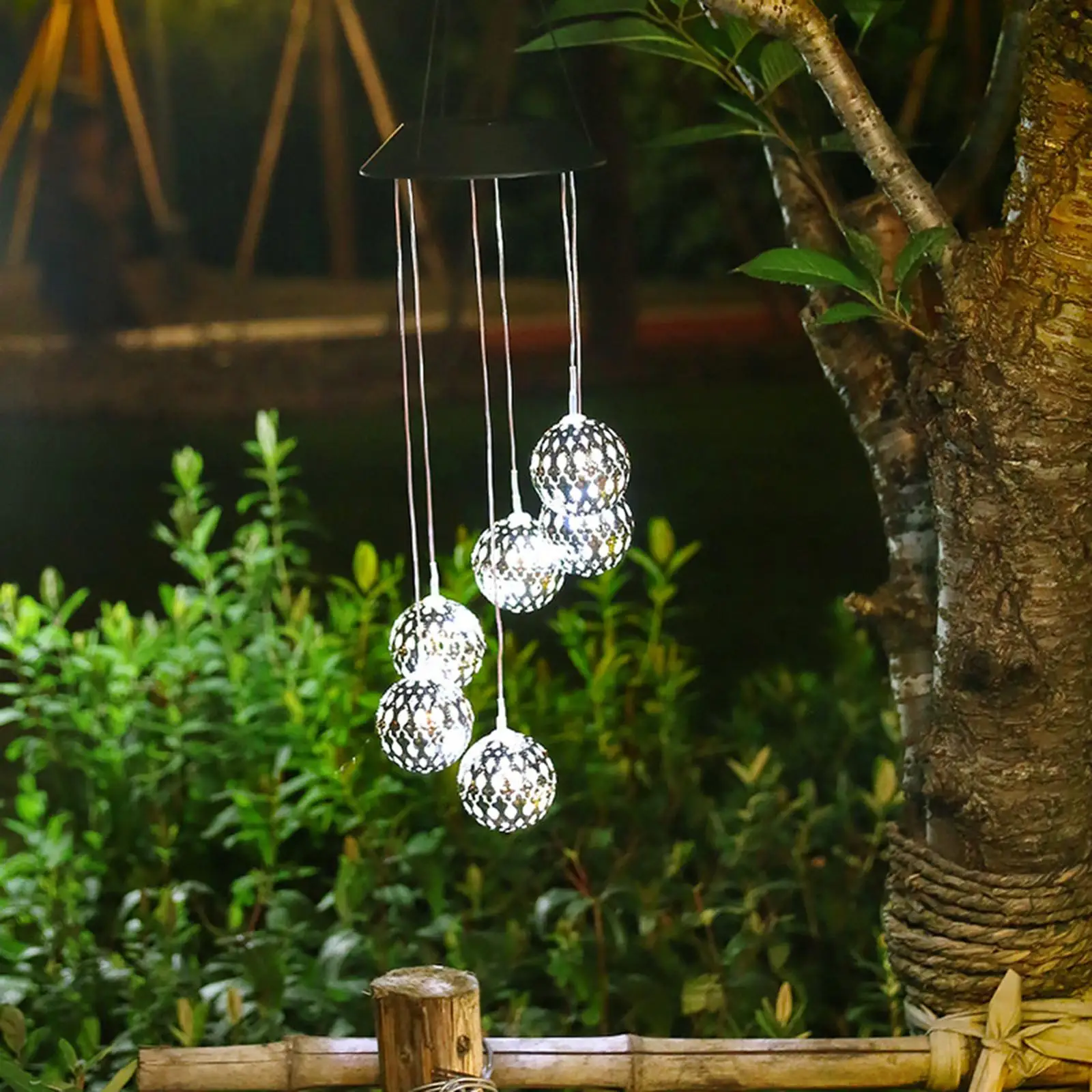 Crystal Ball Wind Chimes Changing Colors LED Solar Lights Decorative Romantic for Festival Decoration