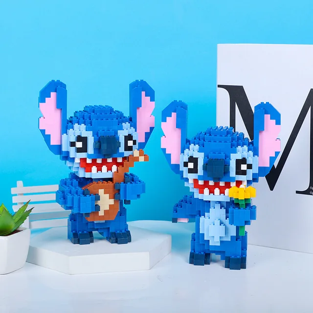 2570pcs+ HC1046 Reading Stitch Diamond Building Block Micro Lilo & Stitch  Figure Cute 3D Model For