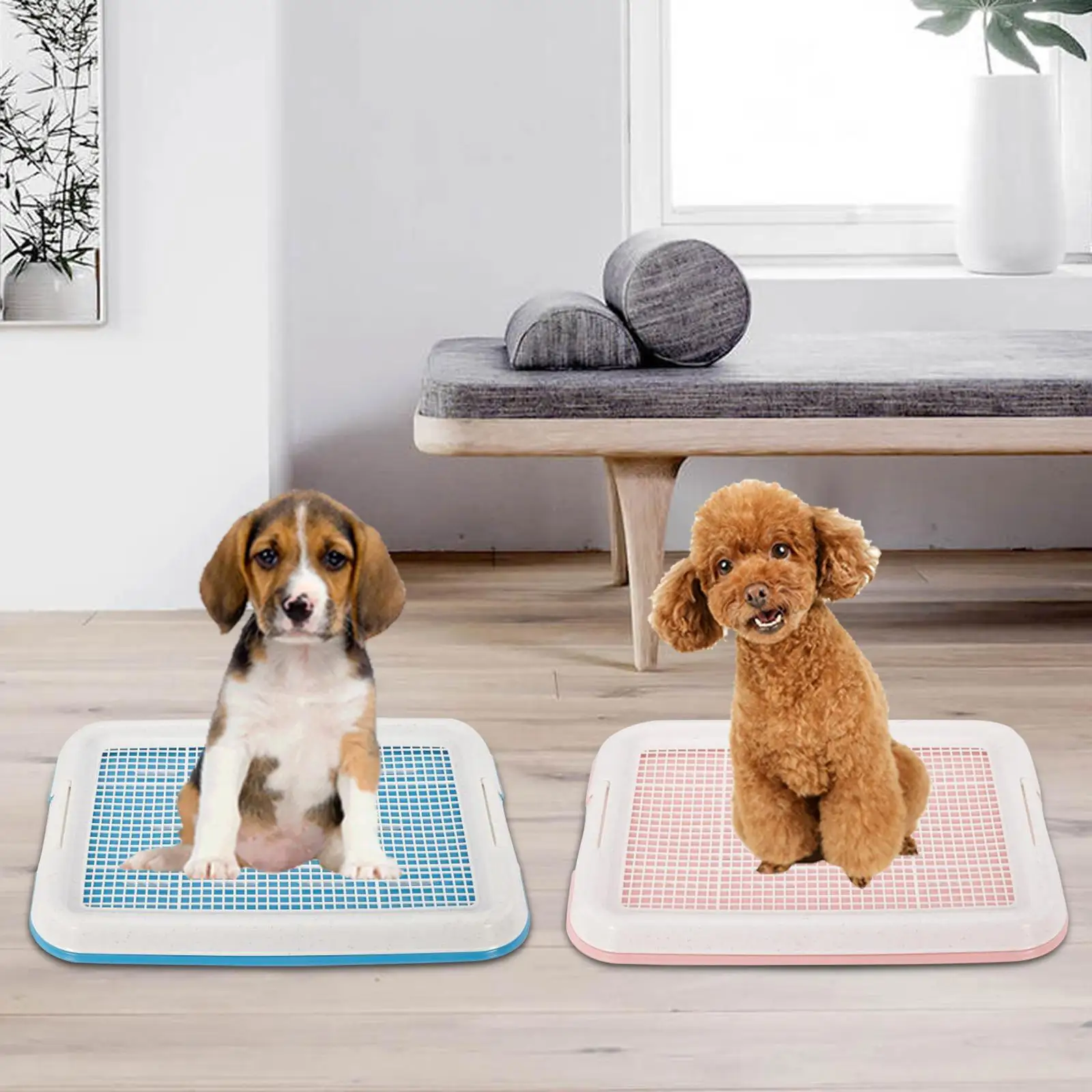 Dog Potty Toilet Training Tray Indoor Anti Slip Easy to Clean Removable Dog Litter Box Mesh Training Tray for Small Dogs Puppies