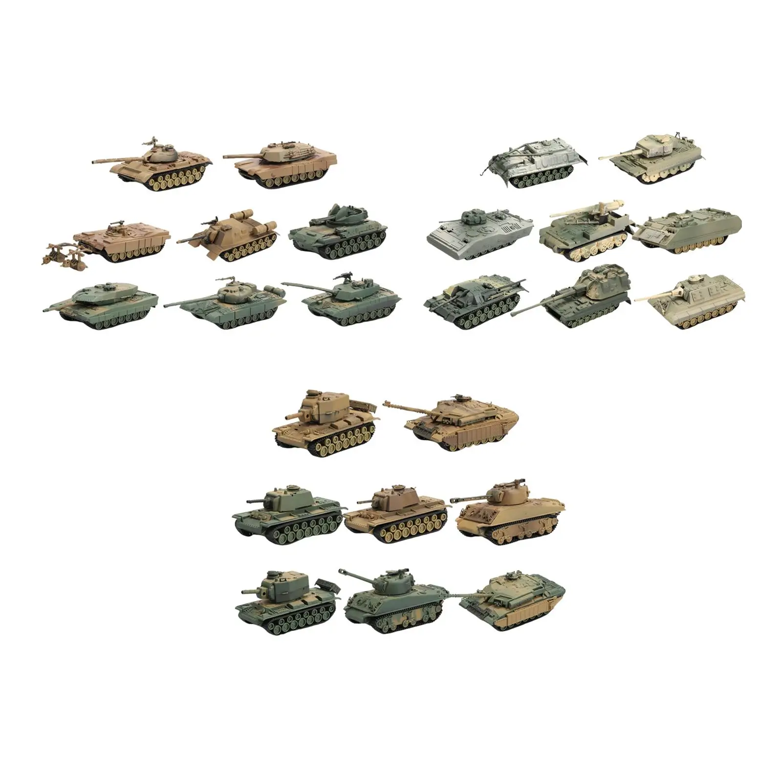 8 Pieces 1/72 Static Tanks Decorative Gifts Collectibles Building Kits Toys Party Favors for Boys Girls Teenagers Beginners