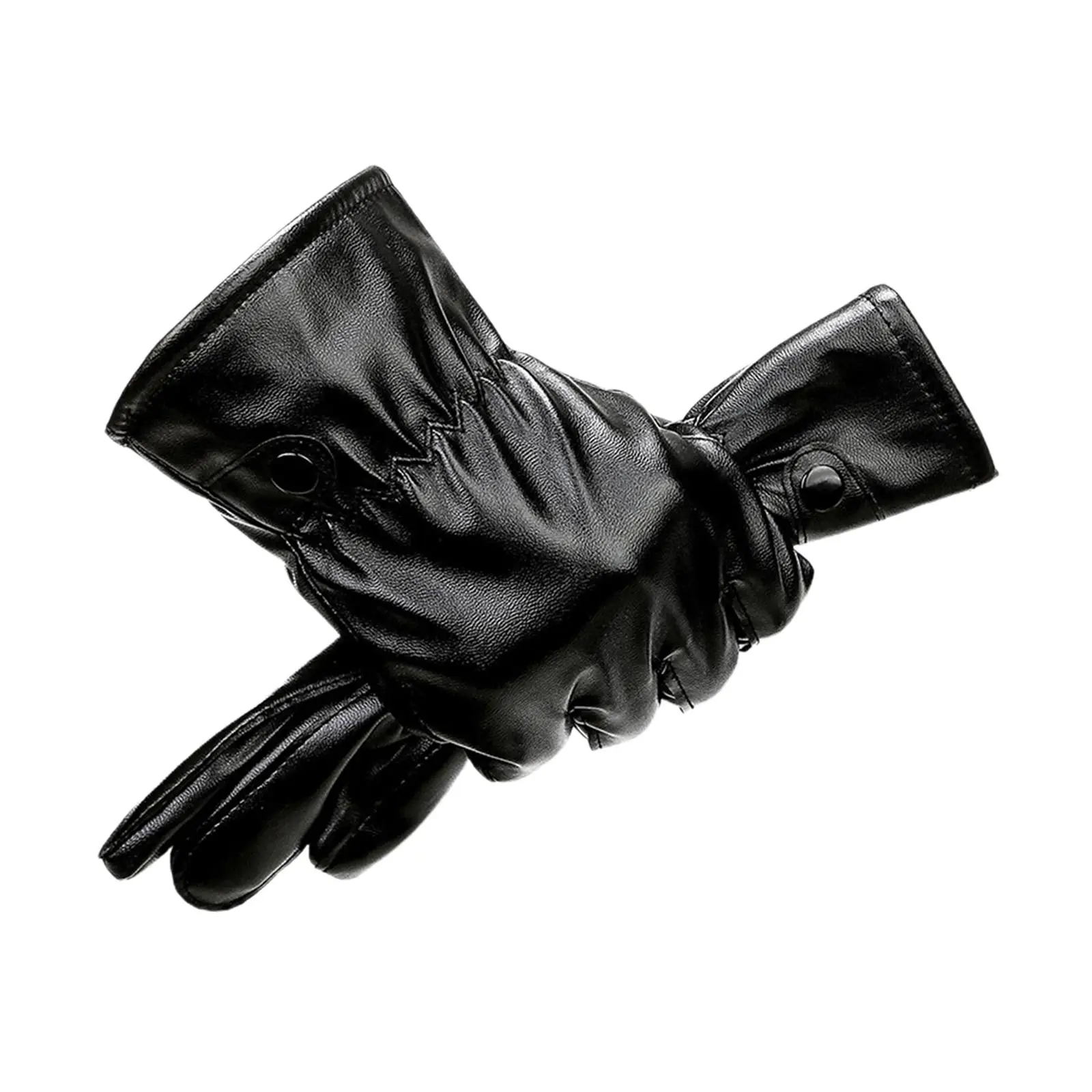 Winter Gloves PU Leathe Outdoor Riding Gloves Delicate Sewing Craft ,Palm Circumference 27cm, Full Length 24.5cm Windproof