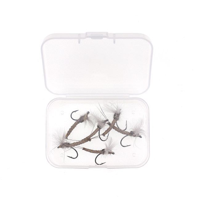 Bimoo 6 pezzi di dimensioni # 14 Grigio Marrone Adams Mayfly Adulto Dry Fly Rocky River Pesca alla trota Mosche Esca Esca  18