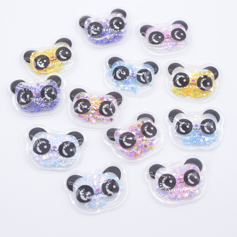 12 Stücke 36*28mm Transparente Kunststofffüllung Pailletten Panda Applikation für DIY Baby Kopfschmuck Haarnadel Band Dekor Zubehör Patches – Detail 3