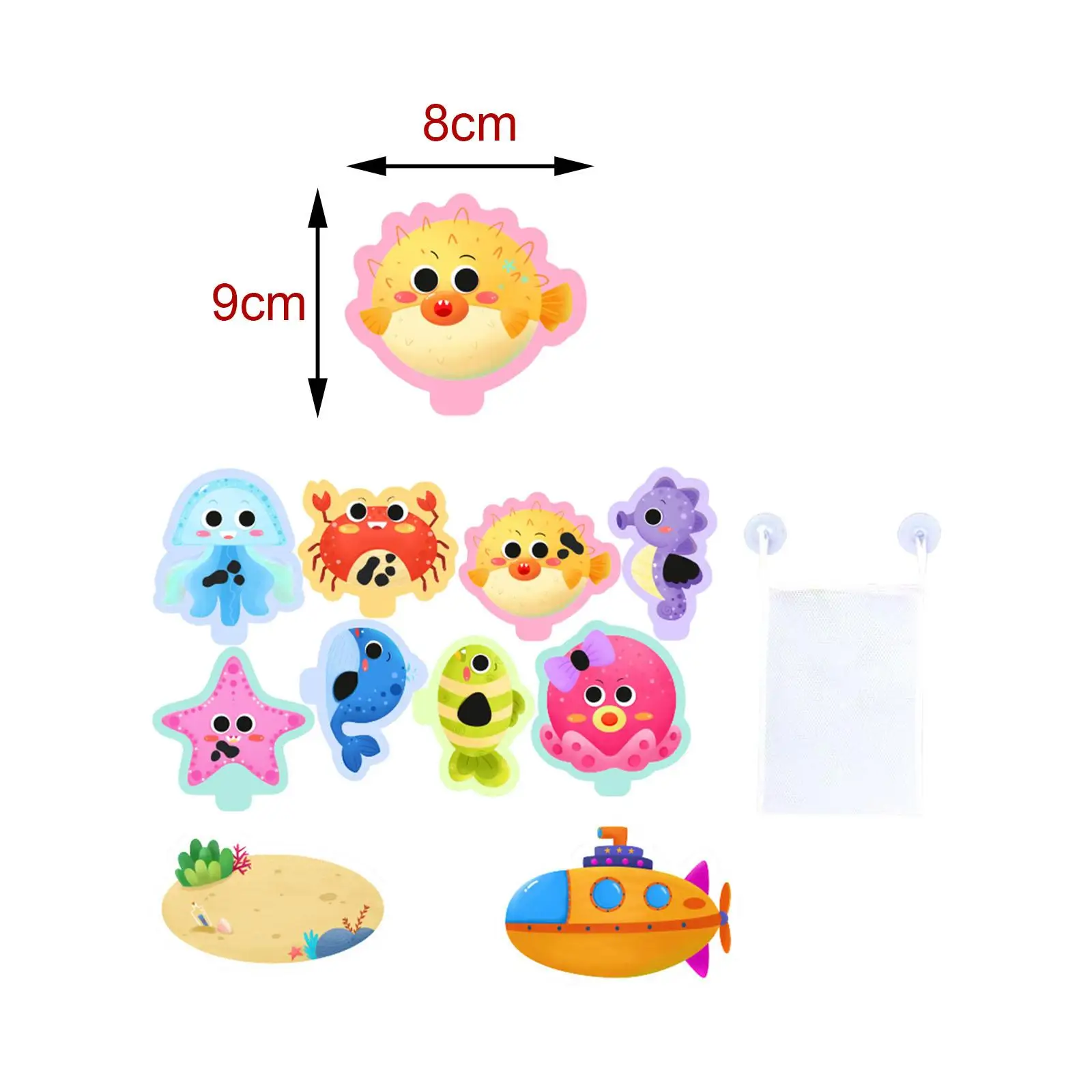 10 Pieces Early Education DIY Sticker Puzzles Toys with Storage Bag Bathtub Floating Bathing Toy for Children Toddler Girls Boys