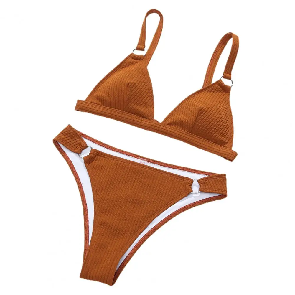 Three-point 2 Pcs/Set Chic Hoop Women Swimsuit Breathable Bathing Suit Soft   for Beach leopard bikini set