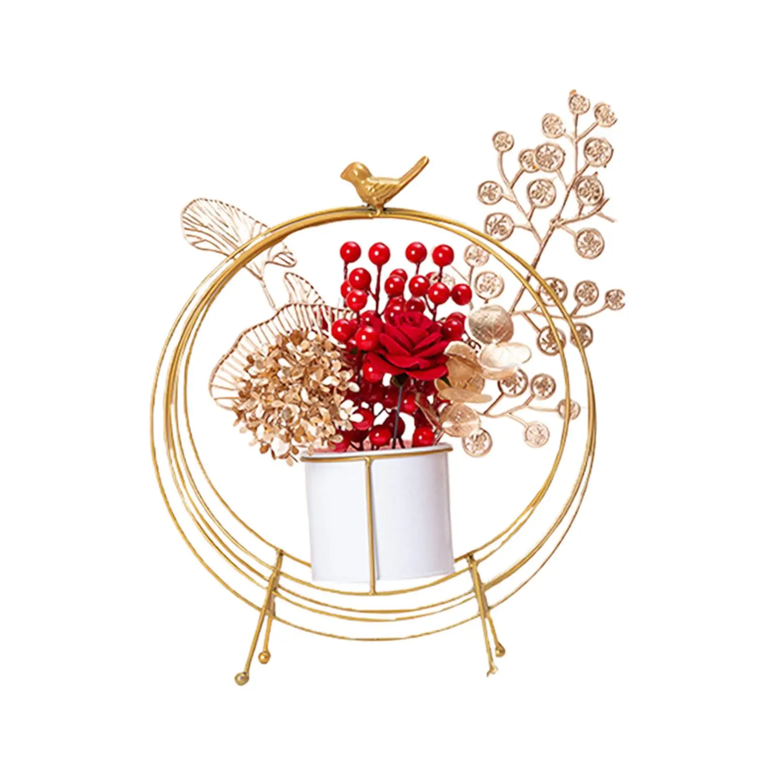 Flower Basket Red Berries Photo Props Decoration Ornament for Spring Festival Living Room