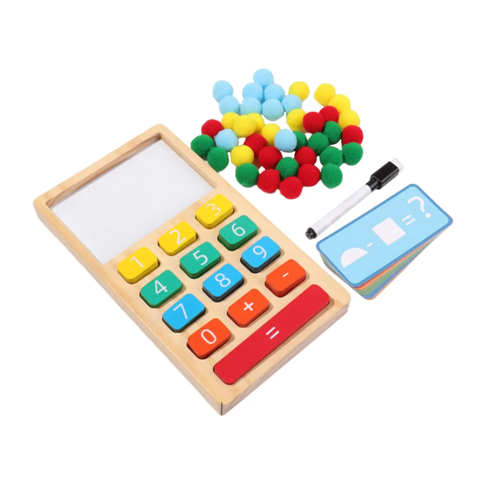 Wooden Calculator Addition Subtraction Learn Math Montessori Toys Counting Number for Homeschool Preschool Birthday Gift