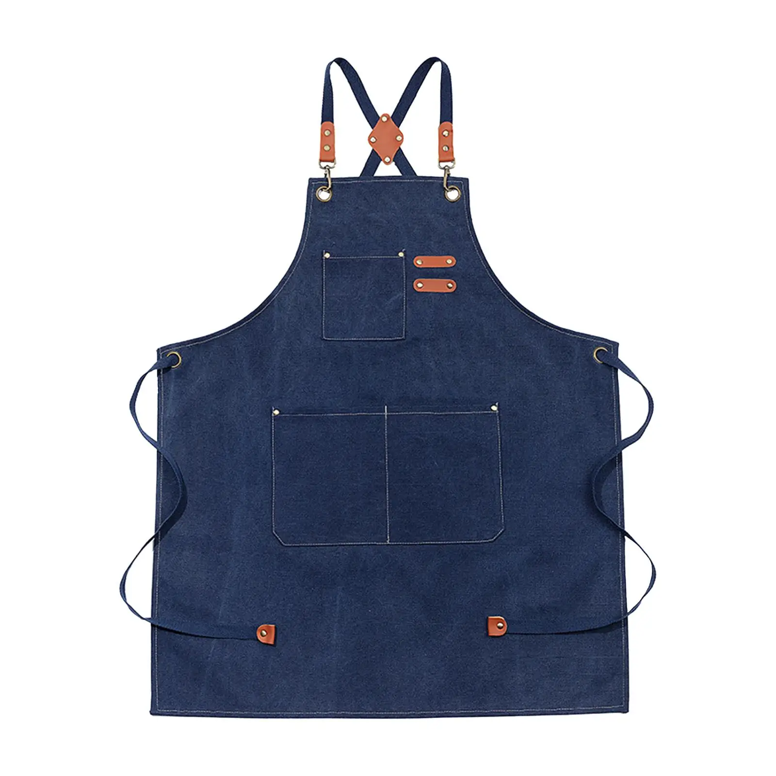 Canvas Apron with Pockets Cross Back Bib Apron for Painting Work Shop Baking