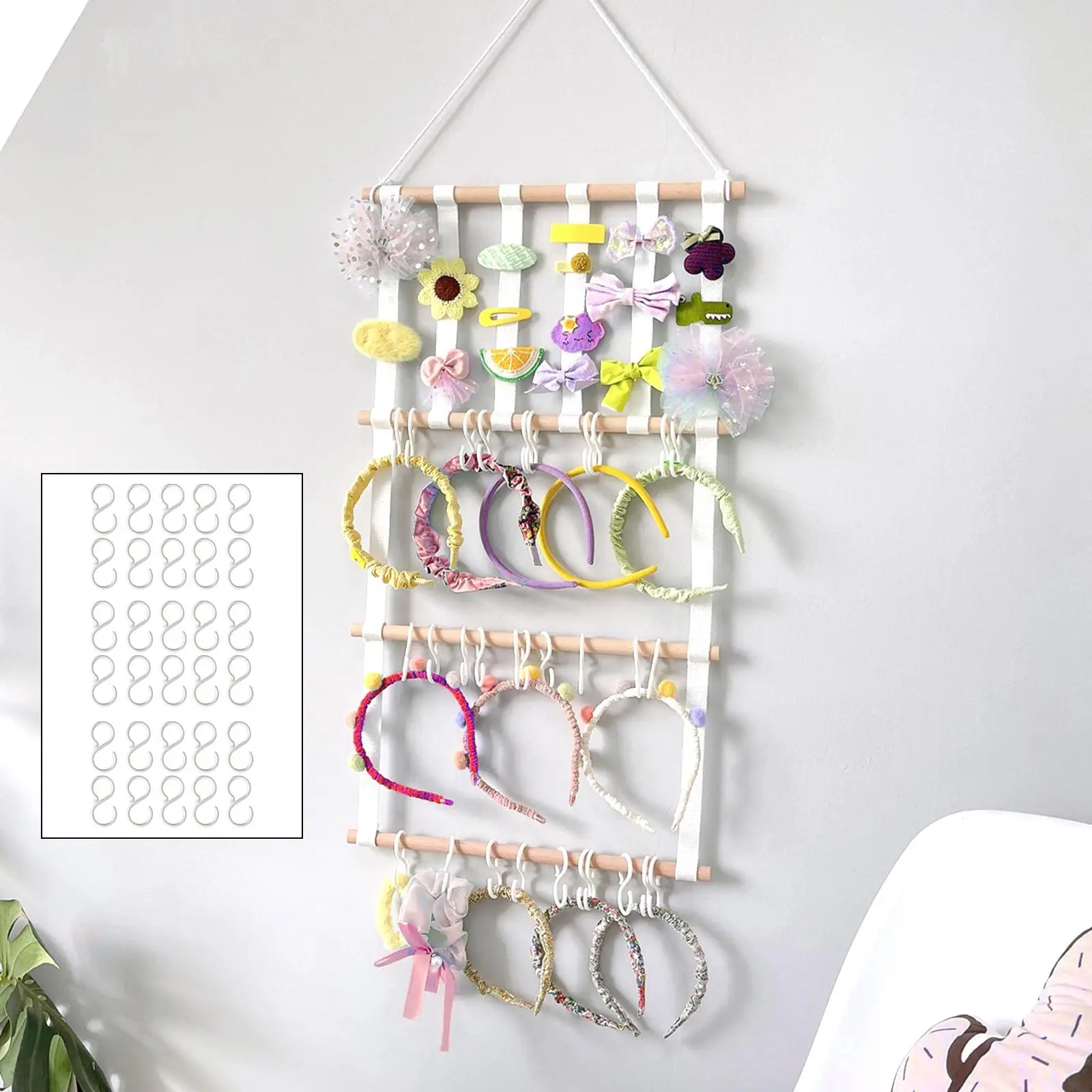 Hair Bow Holder Storage Belt Decoration Wall Hanging Toy Hair Accessories Hair Clip Headband Organizer for Kids Room Home