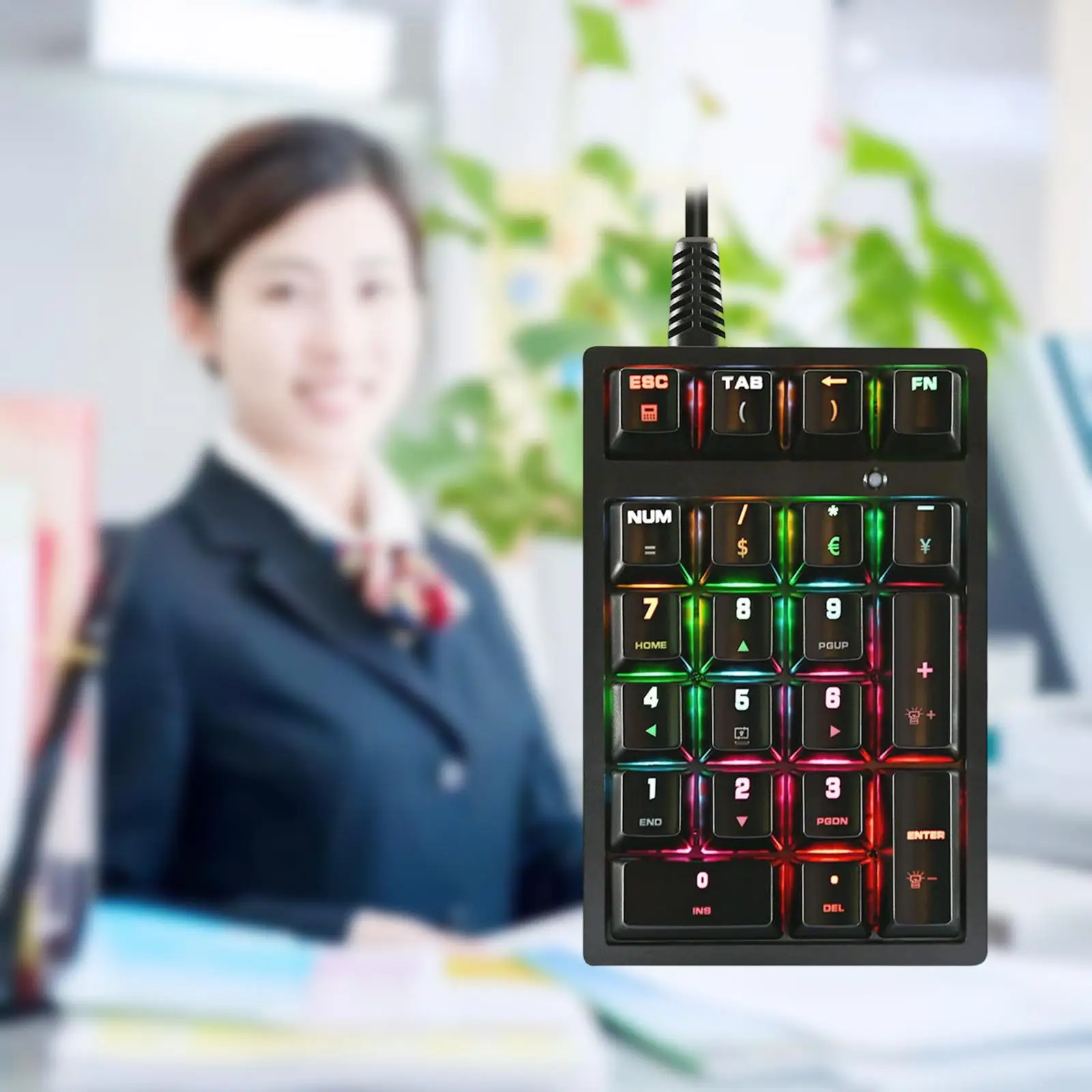 Compact K21 Mechanical Numeric Keypad 21 Keys Plug and Play Blue Switches Comfortable Typing USB Wired Numpad for Stock Exchange