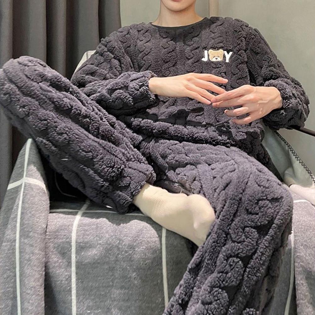 Title 10, 2 Pcs/Set Men Winter Pajamas Set Long Sleeve Th...