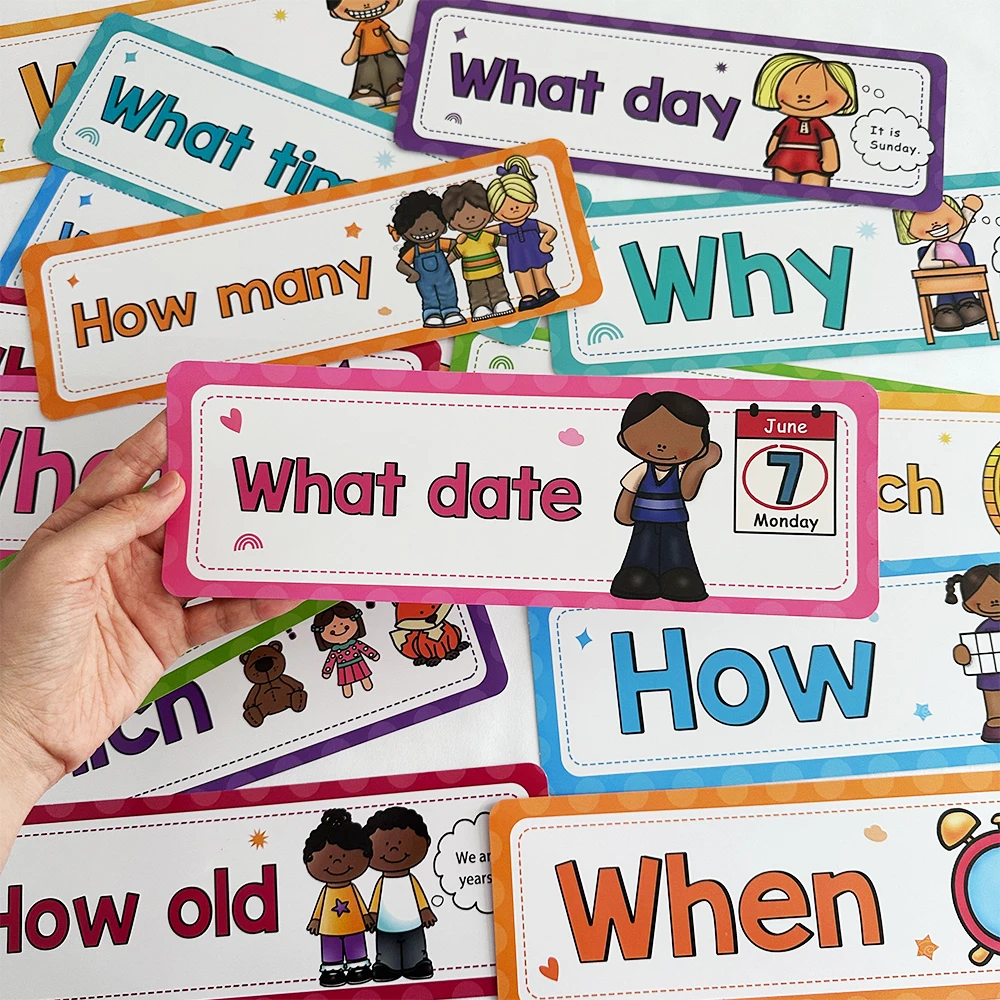 Montessori Pergunta Palavras Aprender Flashcards, Sala de