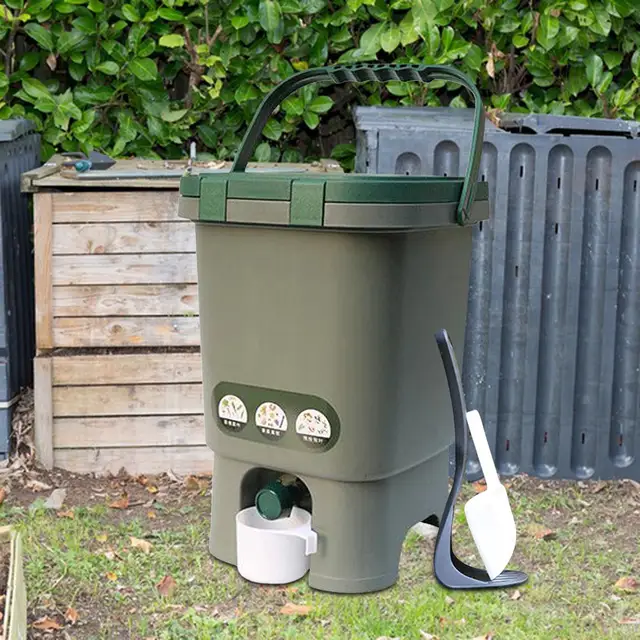  jinyi2016SHOP Cubo de basura orgánico, para frutas, cocina,  contenedor de fermentación de residuos, contenedor de basura de  almacenamiento, máquina de compostaje portátil para jardín, cubo de basura  (capacidad: 17.7 x 31.5 in) 