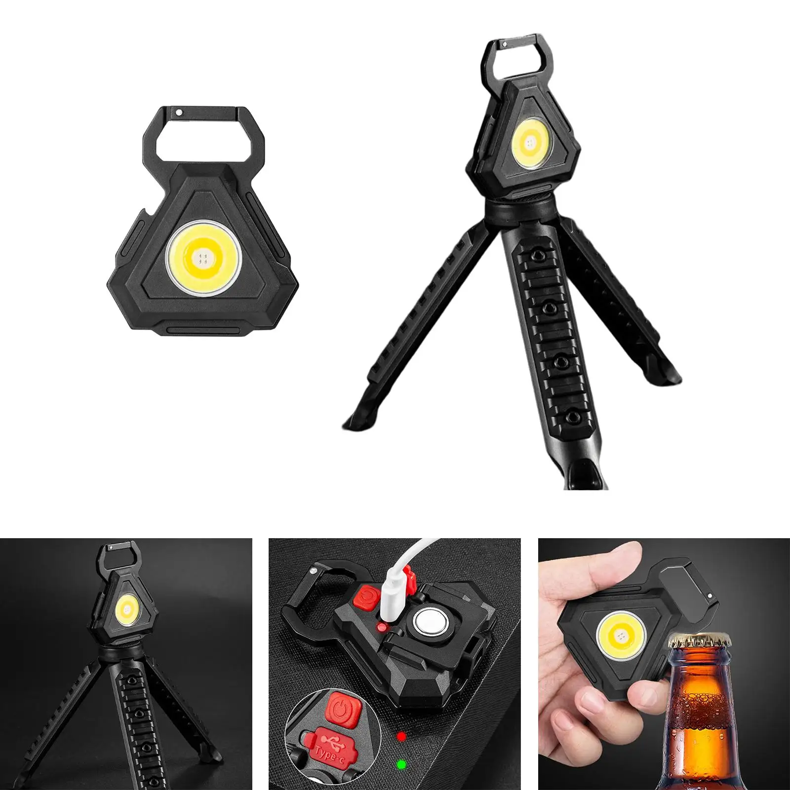 COB Flashlight Keychain Torch Pocket Light Rechargeable 500 Lumens Waterproof Lamp Work Light for Outdoor Camping Hiking Walking