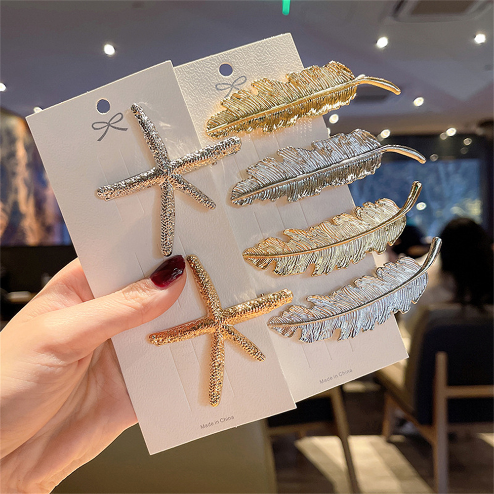 Best of Fashion Women Leaf Feather Hair Clip Hairpin Barrette Bobby Pins Hair Accessories Lady Party Jewelry Starfish Hair Clip Reviews & Tips