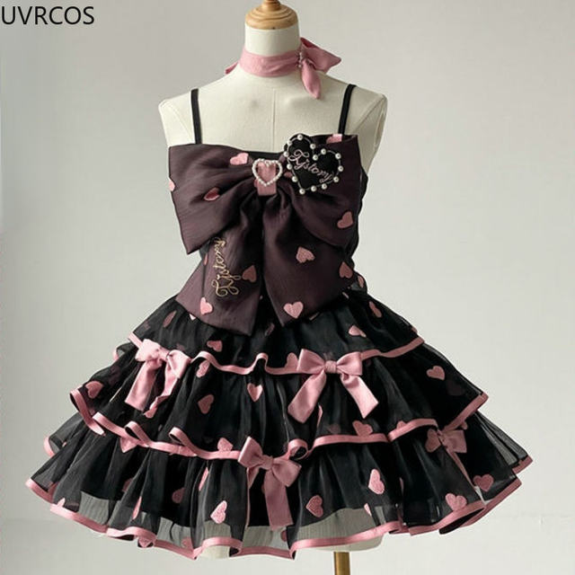 Japanese Victorian Lolita Dresses store Women Japanese Layered Heart Cake dress