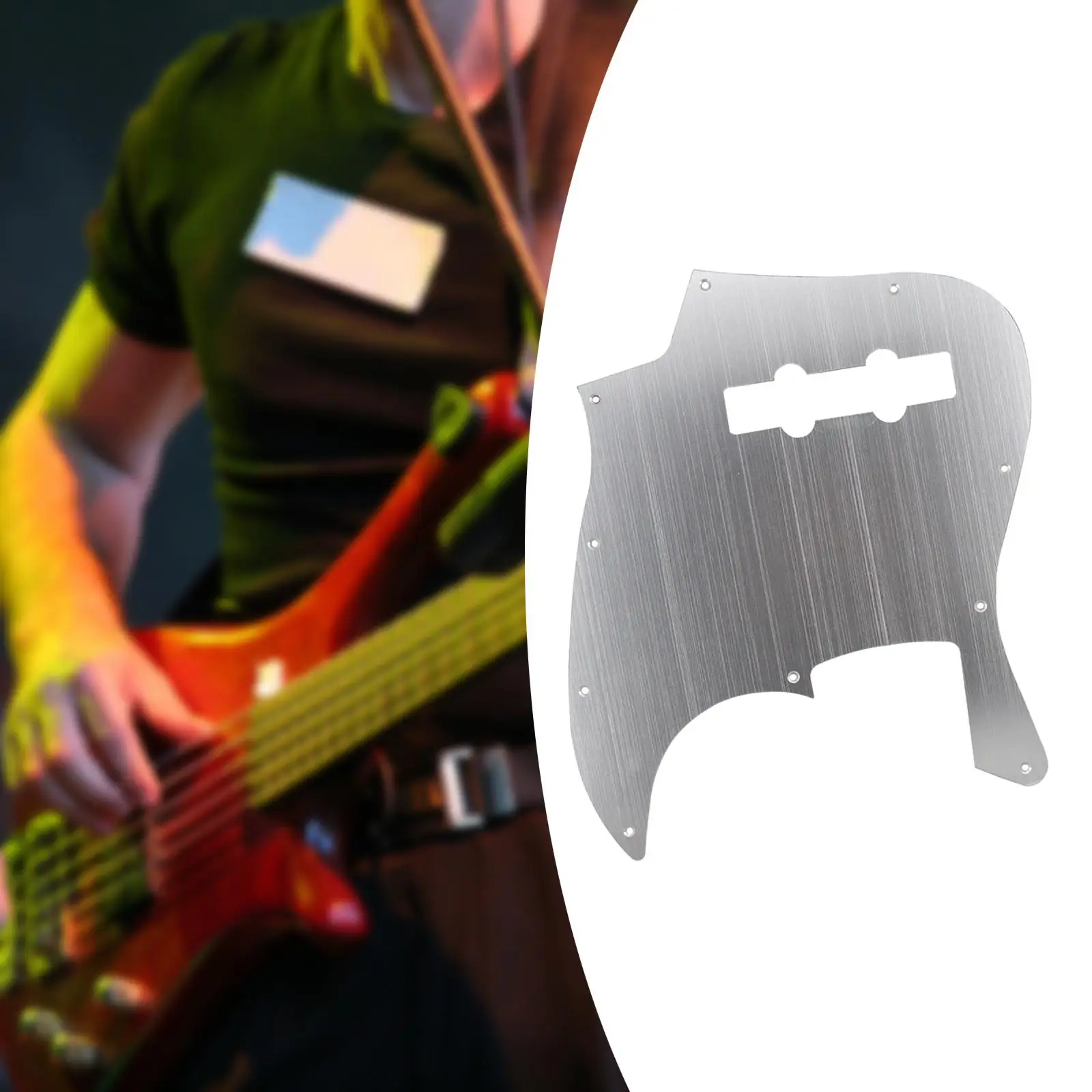 10 Holes Bass Jazz Pickguard Lightweight with Screws Guitar Pickguard for 4 Strings Mexican Standard Bass Instruments Accessory