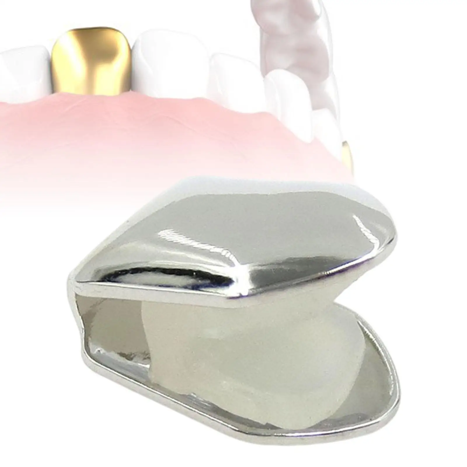 Single Tooth CAPs Hip Hop Grills for Teeth Mouth Rapper Party Accessories Gold Plated Small Single Tooth Caps False Teeth