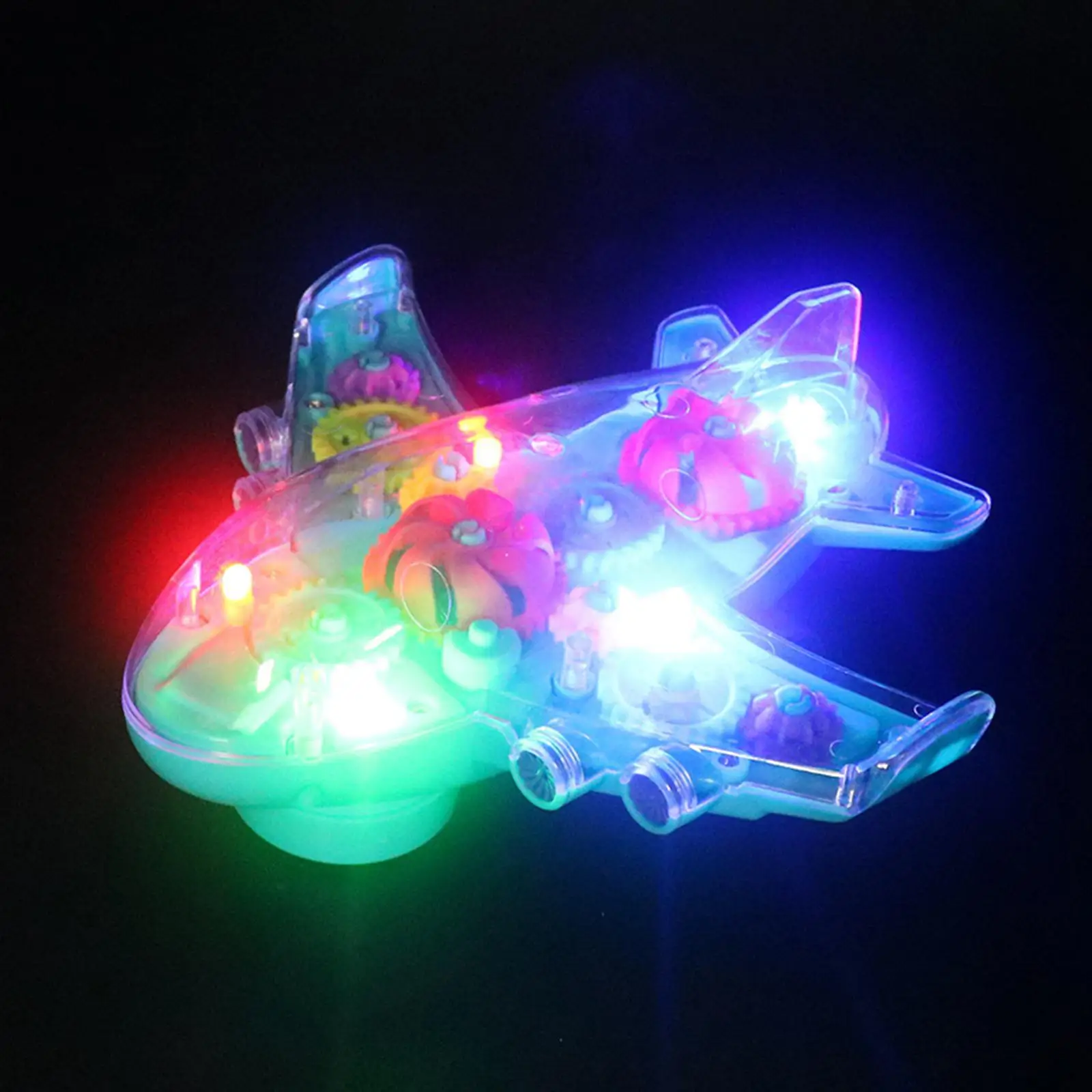 Professional Kids Airplane Music Transparent Mechanical Gear Passenger Plane for Boys and Girls Children Toddlers