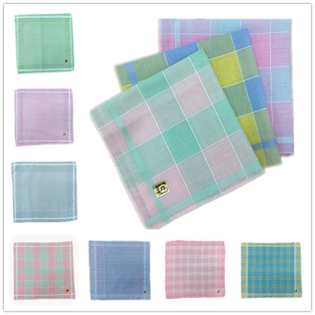 10x Classic Soft Cotton Handkerchiefs Plaid Pocket Square Hankies Gift Set