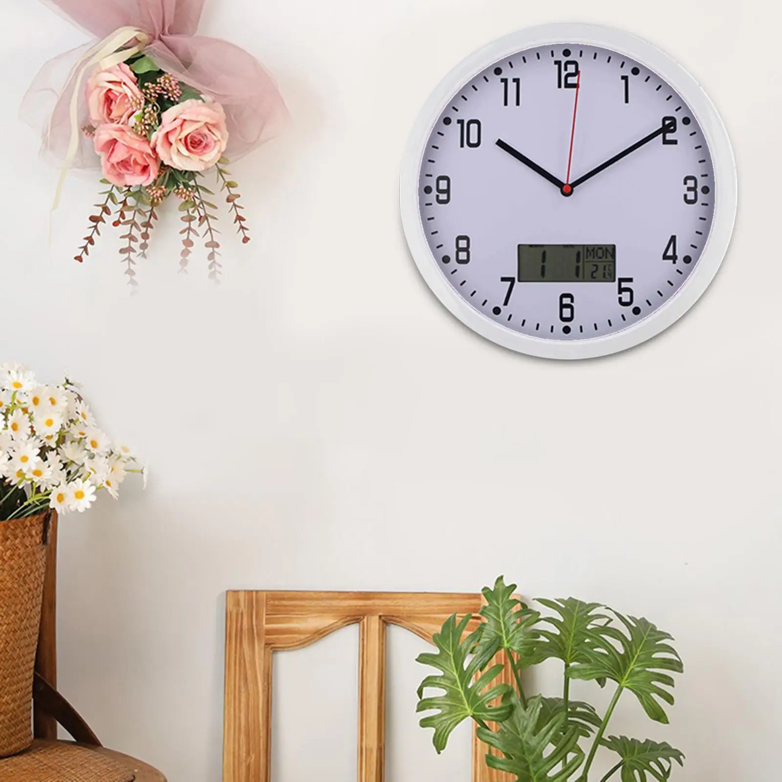 Modern Minimalist Wall Clock with Date And Temperature Large Display Clocks