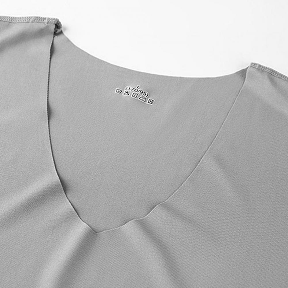 Men Vest Sleeveless V-Neck Quick Dry Ice Silk Vest T-Shirts Tank Top for Daily Wear