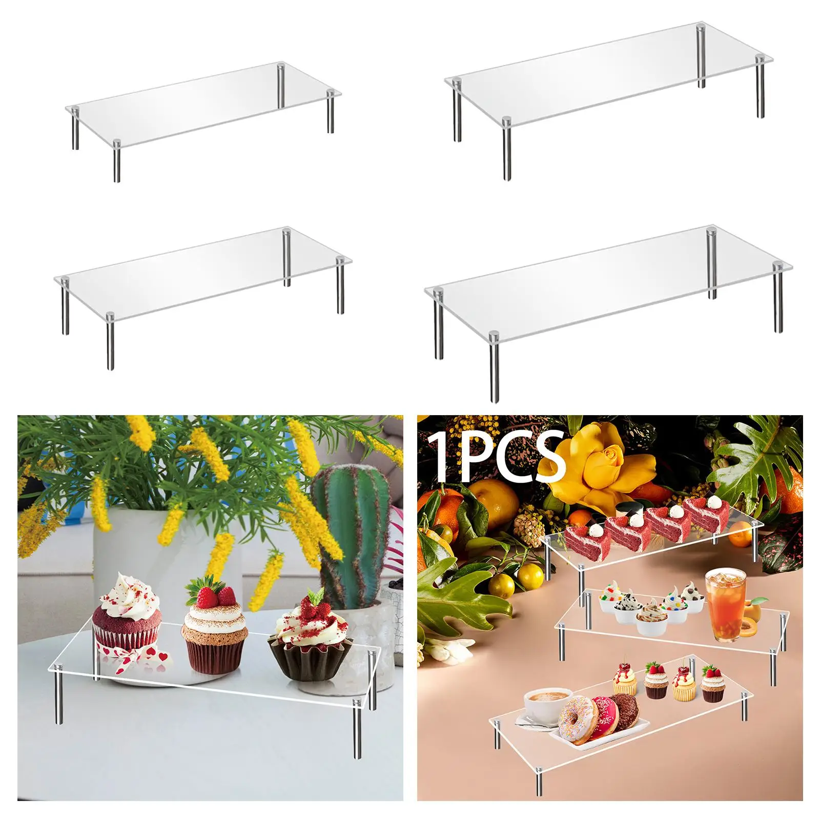 Acrylic Display Riser Dessert Bakery Stand Rack Clear Showcase Stand for Cupcake Figures Cake Cosmetics Jewellery