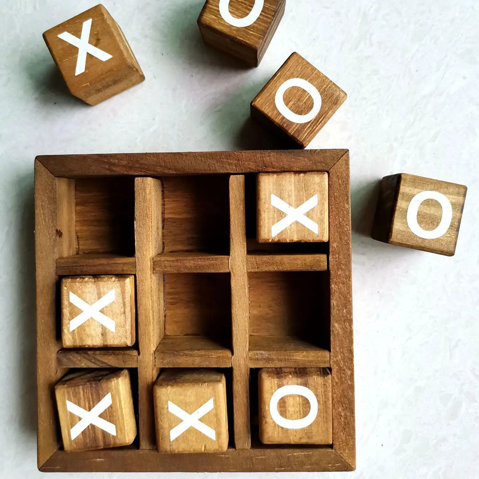 Wooden Tic TAC Toe Game Table Games Party Favor Fun Indoor Brain Teaser Travel for Adults Home Decor