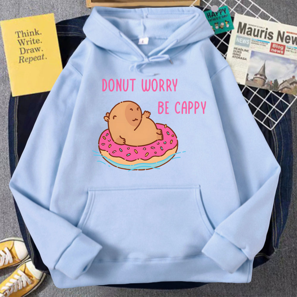 preocupar ser cappy hoodie mulher kawaii dos