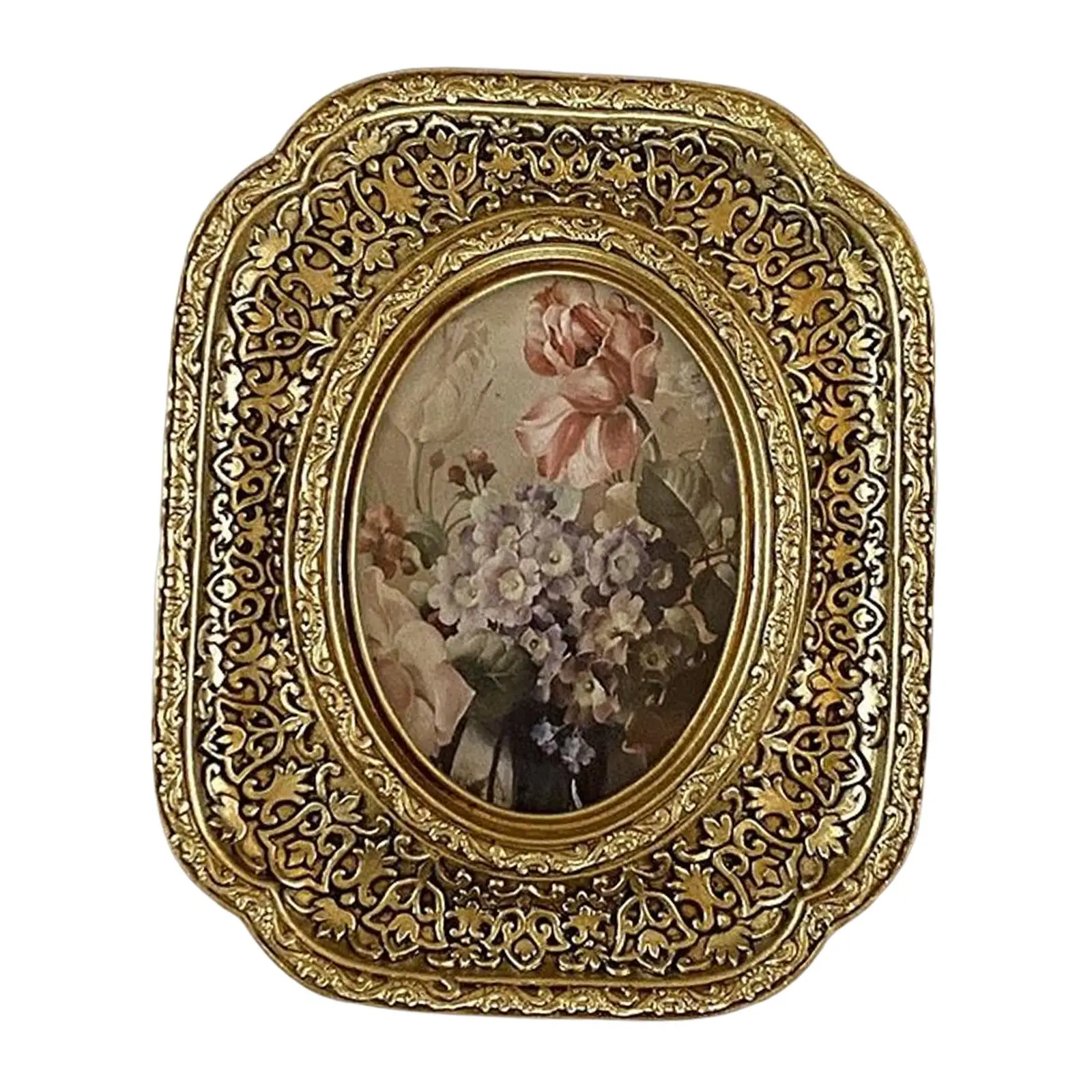 Antique Style Ornate Picture Frame, Tabletop Wall Hanging Embossed Photo Gallery Photo Frame for New Year Holiday Home Decor