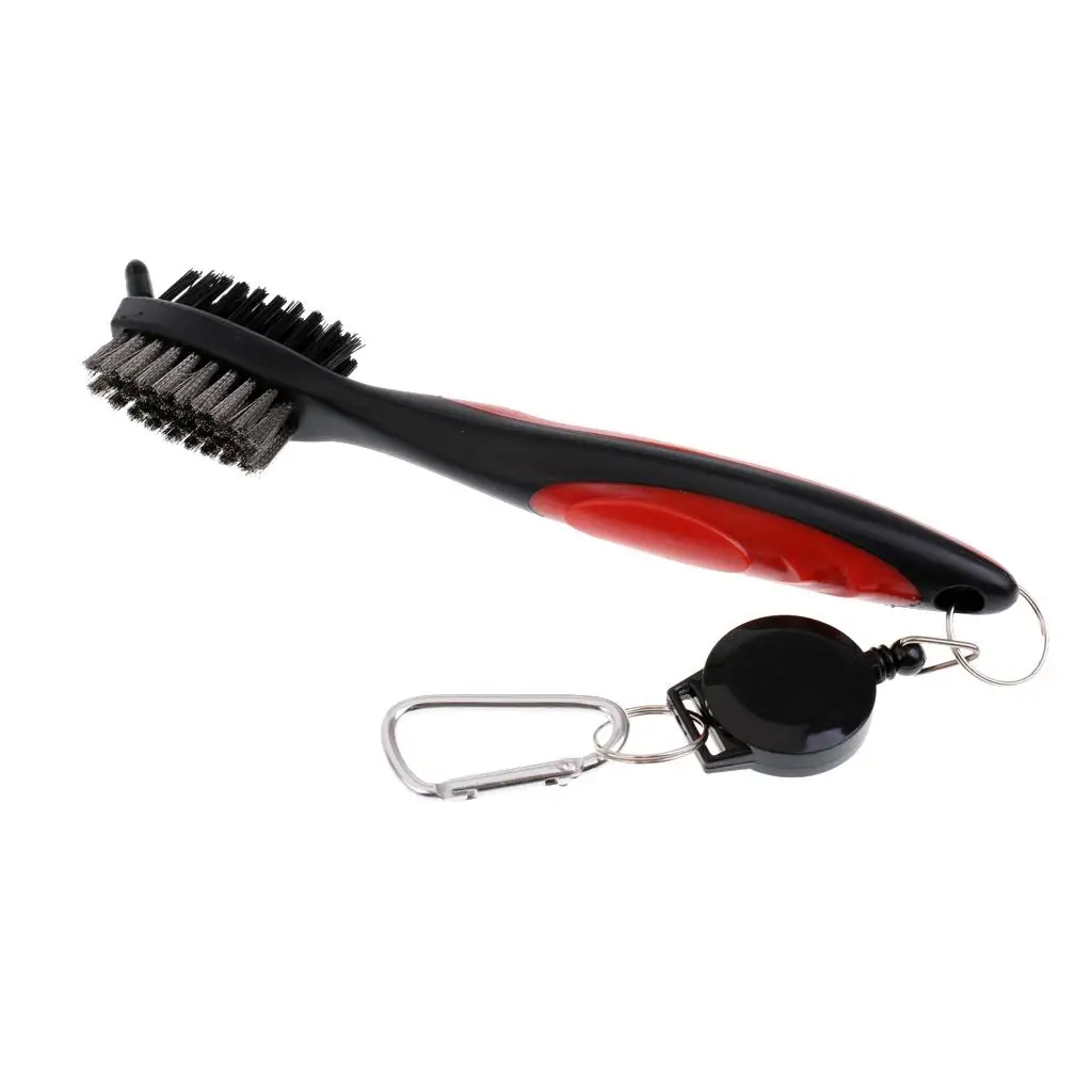 d Nylon & Wire Golf Club Brush Groove Cleaner with Retractable Rope