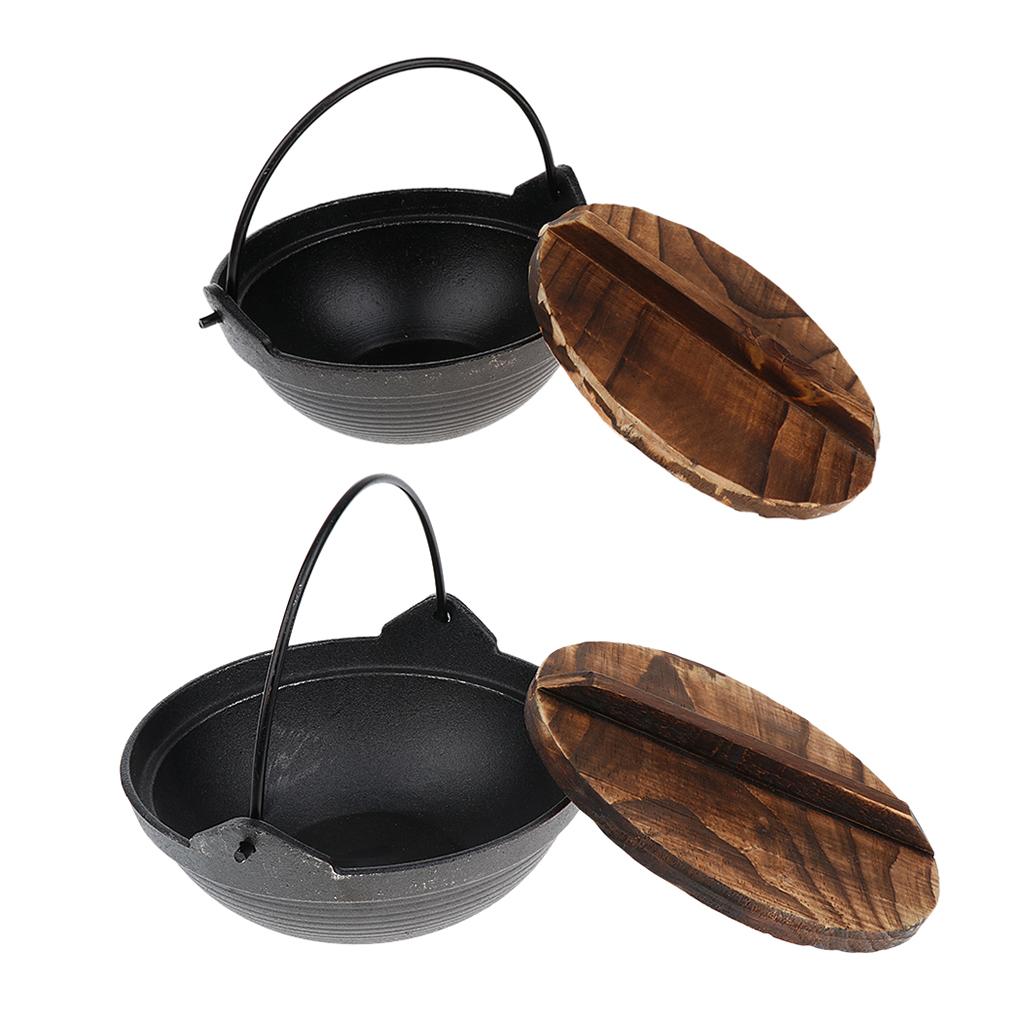 18cm/20cm Diameter Aluminum Alloy Campfire Cooking Pot with Wooden