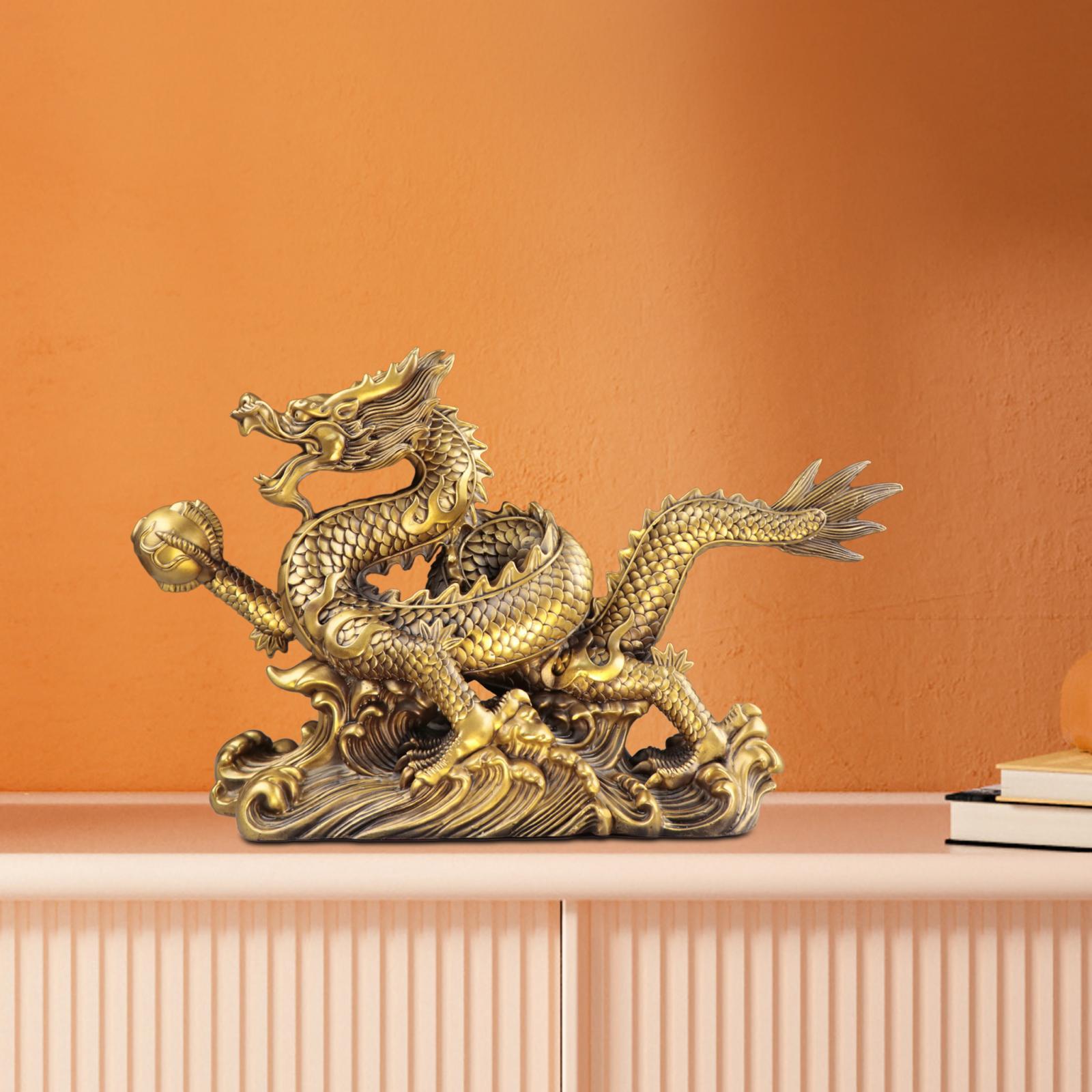 Feng Shui Dragon Statue Good Lucky Gifts Tabletop Decor Prosperity Decorative Figurines Sculpture for Indoor Home Decor Office