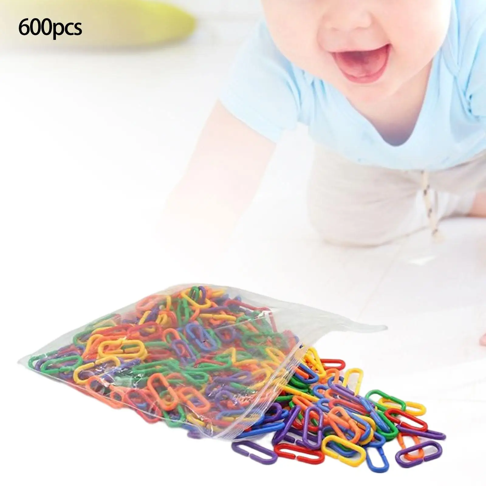 600Pcs Hook Link Bird Swing Chain Counting and Sorting Color Recognition C Link