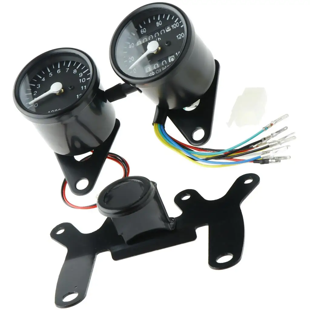 12V Tachometer + Speedometer 280x85x90mm/11.02x33.46x35.43inch + Odometer +  Bracket Fit for Motorcycle