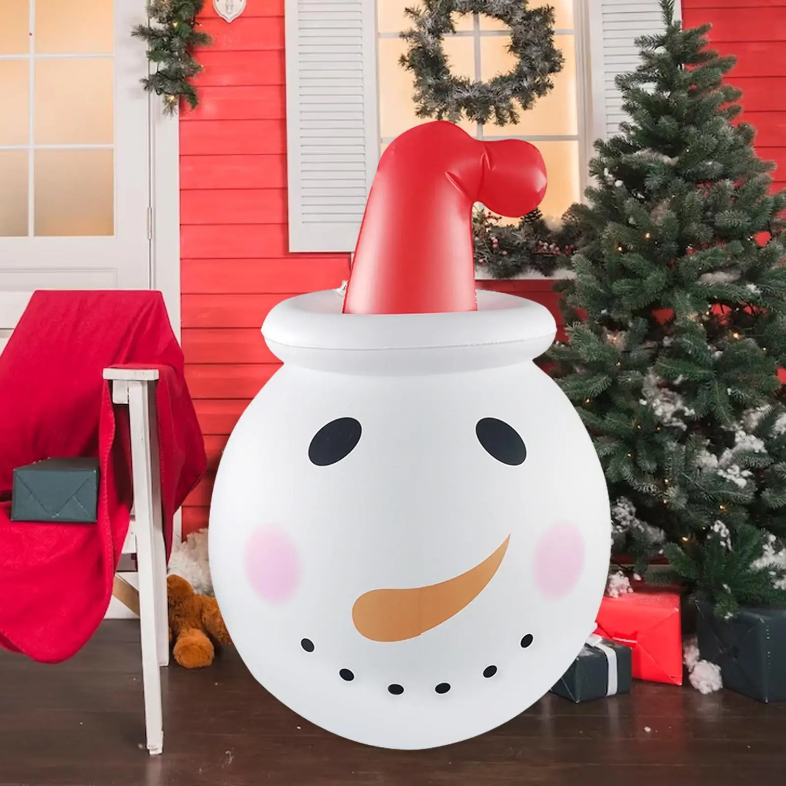 Christmas Inflatable Snowman Ornament Adorable LED Lights Xmas Snowball Decor for Restaurant Yard Xmas Party Apartment Halloween