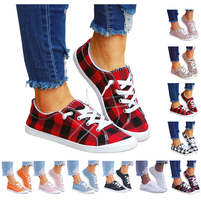Canvas Shoes Buffalo Plaid Slip On Tennis Shoes Buffalo Plaid