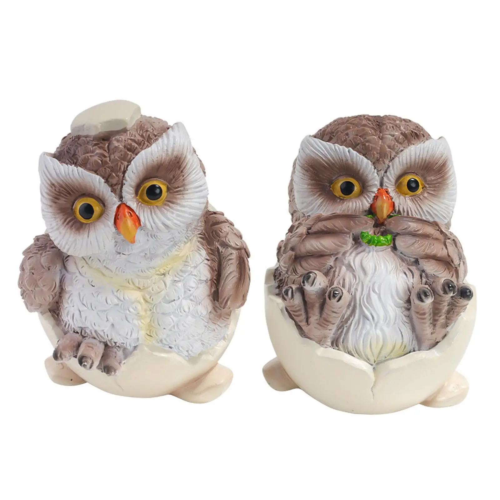 2Pcs Creative Owl Statues Figurines Decoration Decorative Gifts Works Ornament for Garden Office New Year