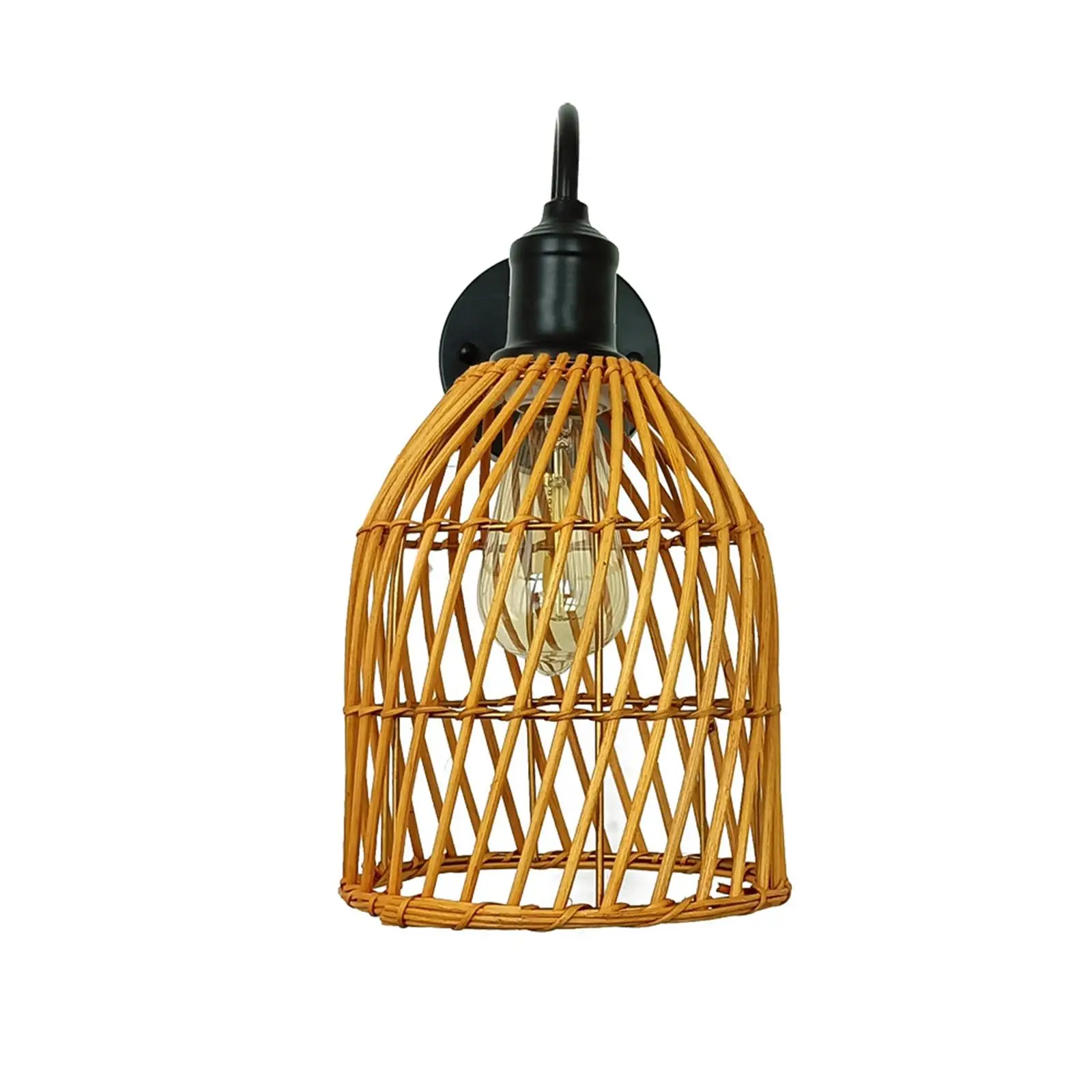 Wall Lamp Rattan Decoration Japanese Style Fixture Modern Interior for Bedroom Living Room Farmhouse EU Plug Not Included Bulb