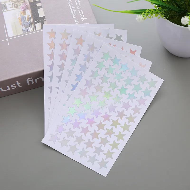 5 sheets Glitter Star Stickers for School Teacher Reward Sticker Cute Gifts Party Decor Business Label Scrapbooking Sticker