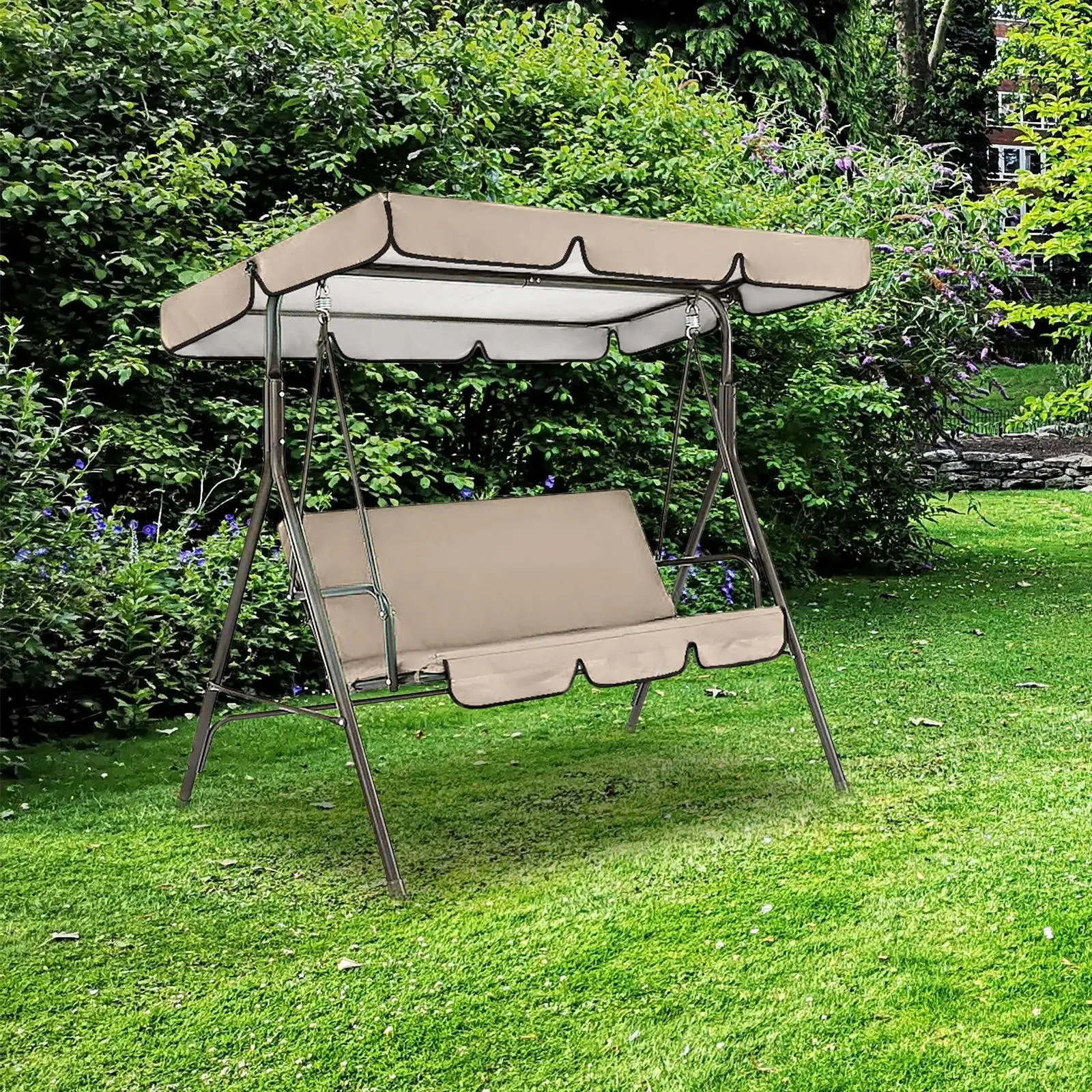 Patio Swing Canopy Windproof Durable Rainproof 3 Seater Garden Swing Seat Canopy Cover for Swing Porch Seat Yard Outdoor