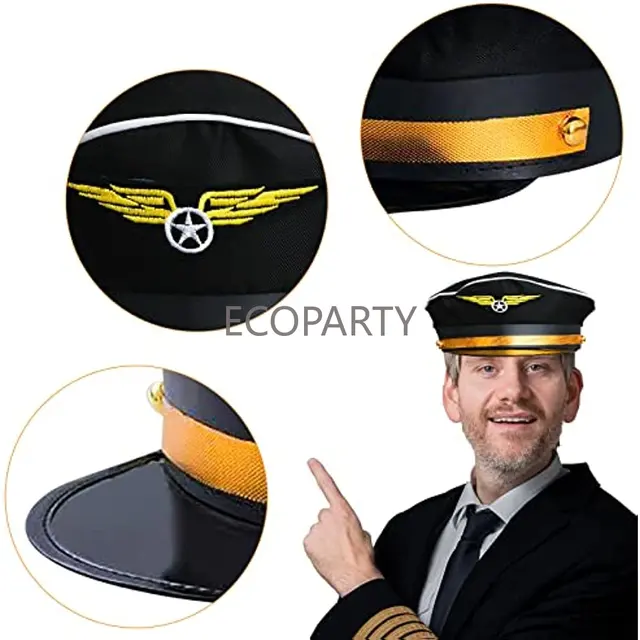 Kit de disfraz de piloto y capitán de línea aérea Beelittle, conjunto de  accesorios para disfraz de piloto con gafas de sol de aviador