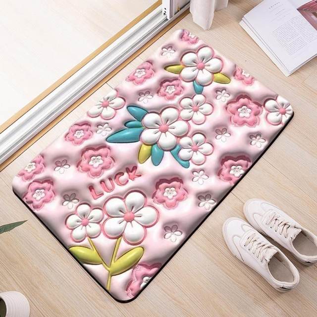 Relief 3d Flower Pattern Diatom Mud Mat, New Technology Fabric