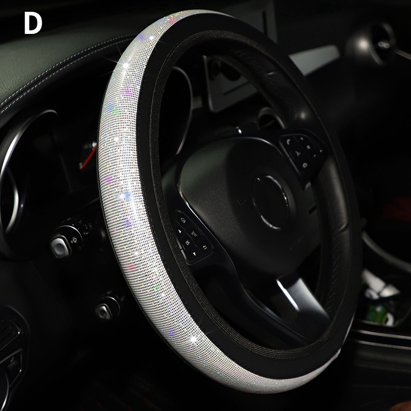37/38mm Universal Car Steering Wheel Cover PU Leather Rhinestones Imitation diamond Case Auto Interior Decor Styling